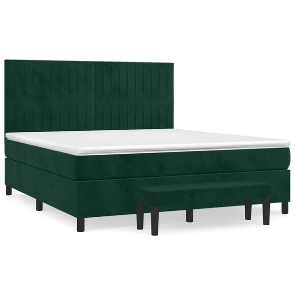 vidaXL Cama com molas/colch&atilde;o 180x200 cm veludo verde-escuro