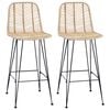 vidaXL Cadeira de Bar 2 unid. Natural 44 x 52 x 111 cm Rattan e Ferro