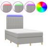 vidaXL Cama box spring c/ colch&atilde;o e LED 120x190 cm tecido cinza-claro