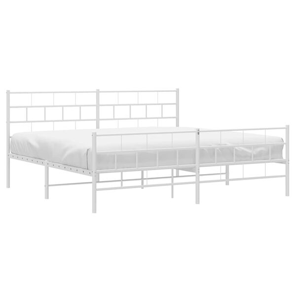 vidaXL Estrutura de cama com cabeceira e p&eacute;s 193x203 cm metal branco