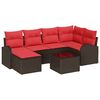vidaXL Conjunto de Sof&aacute;s com almofada 7 pcs Marrom e Vermelho vime PE