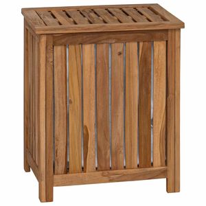 vidaXL Cesta de Lavanderia Natural Madeira de Teca S&oacute;lida