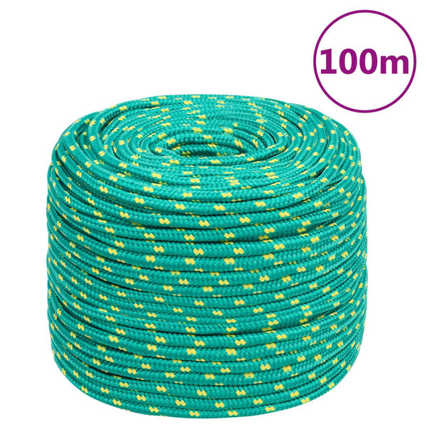 vidaXL Corda de barco 10 mm 100 m polipropileno verde