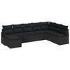 vidaXL Conjunto de Sof&aacute;s com almofada 8 pcs Preto vime PE