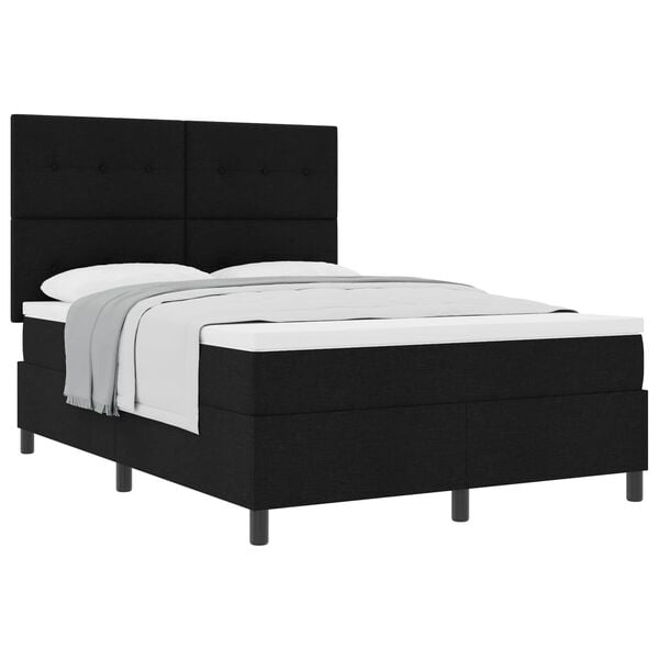 vidaXL Cama Box com colch&atilde;o com cabeceira Preto 160 x 200 cm tecido
