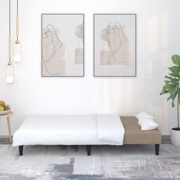 vidaXL Sof&aacute;-cama de 2 lugares tecido microfibra cinza-acastanhado