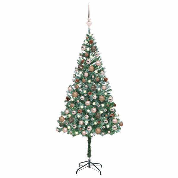 vidaXL &Aacute;rvore Natal artificial pr&eacute;-iluminada c/ bolas e pinhas 180 cm