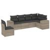 vidaXL 6 pcs conj. sof&aacute;s jardim com almofad&otilde;es vime PE cinzento-claro
