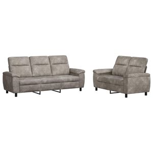 vidaXL Conjunto de Sof&aacute;s 2 pcs Cinzento-claro Couro Suede Sint&eacute;tico