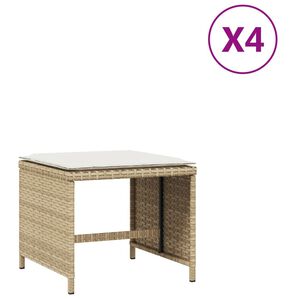 vidaXL Bancos de jardim com almofad&otilde;es 4 pcs 40x40x35 cm vime PE bege