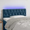 vidaXL Cabeceira de cama c/ luzes LED veludo 100x7x78/88cm azul-escuro