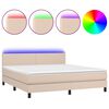 vidaXL Cama box spring c/colch&atilde;o/LED 180x200cm couro artif. cappuccino