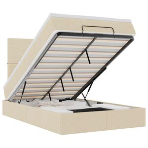 vidaXL Estrutura de cama otomana com colch&atilde;o 120x190 cm tecido creme