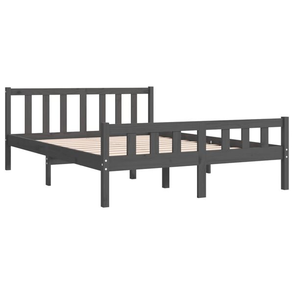 vidaXL Estrutura de cama 140x190 cm madeira maci&ccedil;a cinzento