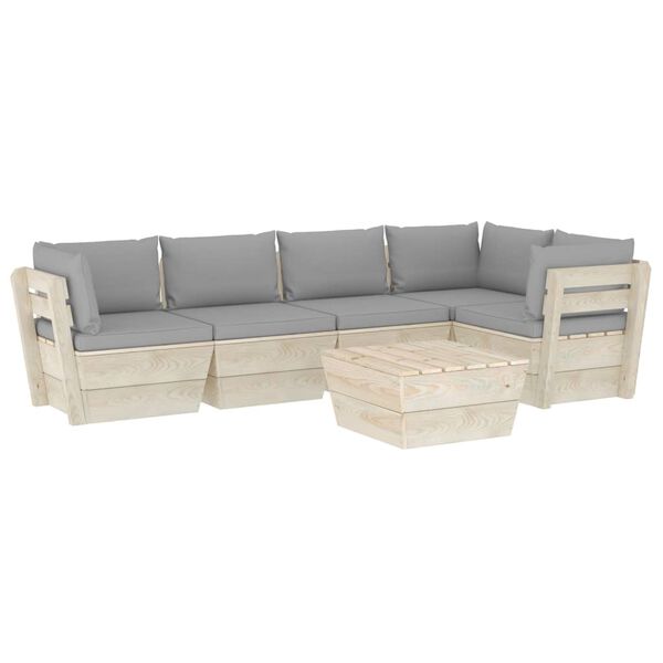 vidaXL 6 pcs conjunto lounge de paletes + almofad&otilde;es madeira de abeto