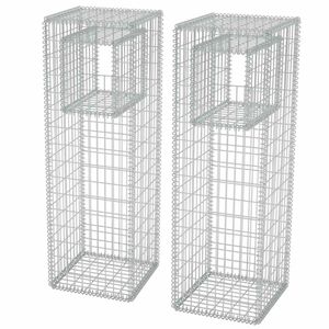 vidaXL Postes/floreiras gabi&atilde;o 2 pcs a&ccedil;o 50x50x160 cm