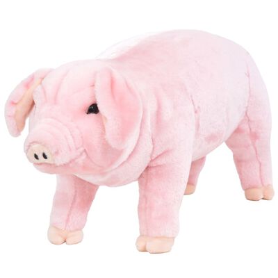 vidaXL Brinquedo de montar porco peluche rosa XXL