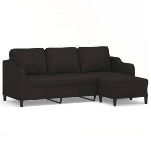 vidaXL Sof&aacute; de 3 lugares com apoio de p&eacute;s 180 cm tecido preto