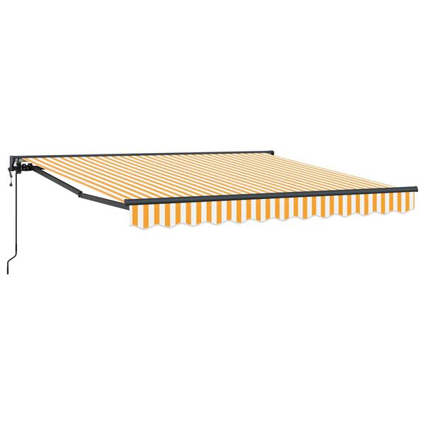 vidaXL Toldo Retr&aacute;til Amarelo e Branco 300 x 250 cm Poli&eacute;ster e Metal