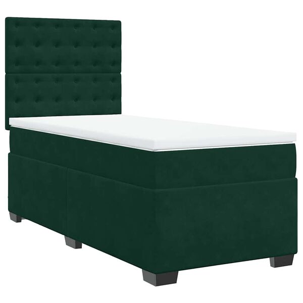 vidaXL Cama com molas/colch&atilde;o 80x200 cm veludo verde-escuro