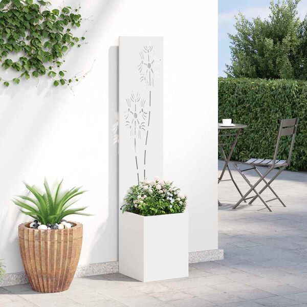 vidaXL Tela de Privacidade para Jardim Floral Branco 32 x 150 cm