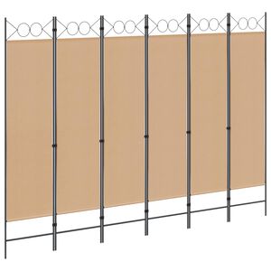 vidaXL Divis&oacute;ria de Quarto de 6 Pain&eacute;is Bege 240 x 180 cm Tecido