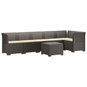 vidaXL Sof&aacute; de Jardim para 6 Pessoas com Almofadas Apar&ecirc;ncia de Rattan