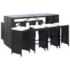 vidaXL Conjunto de bar para exterior 9 pcs vime PE preto
