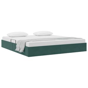 vidaXL Cama com Armazenamento Verde Escuro 180 x 200 cm Veludo