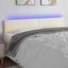 vidaXL Cabeceira de cama c/ LED 200x5x78/88 cm couro artificial creme
