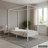 vidaXL Estrutura de cama com toldo 90x200 cm pinho maci&ccedil;o branco