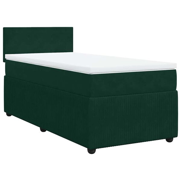 vidaXL Cama com molas/colch&atilde;o 90x190 cm veludo verde-escuro