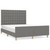vidaXL Estrutura de cama sem colch&atilde;o 140x200 cm tecido cinzento-escuro