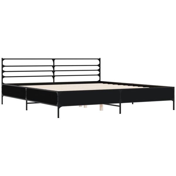 vidaXL Estrutura de cama 180x200 cm derivados de madeira/metal preto