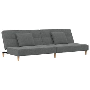 vidaXL Sof&aacute;-cama 2 lugares com duas almofadas tecido cinzento-escuro