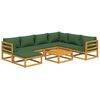 vidaXL 8 pcs conj. lounge jardim madeira c/almofadões verdes