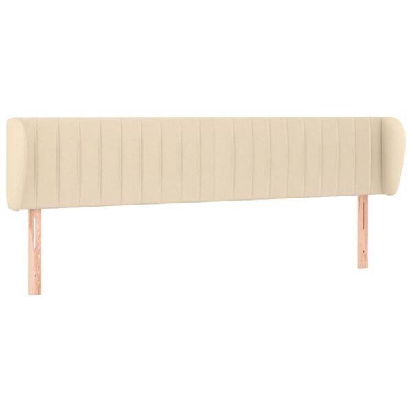 vidaXL Cabeceira de cama c/ abas tecido 163x23x78/88 cm creme