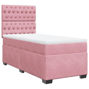 vidaXL Cama com molas/colch&atilde;o 100x200 cm veludo rosa
