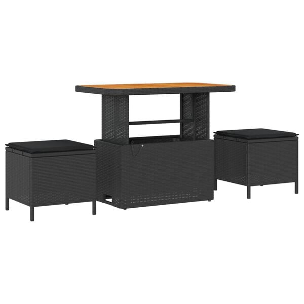 vidaXL Conjunto de Sof&aacute; de Jardim com almofada 8 pcs Preto