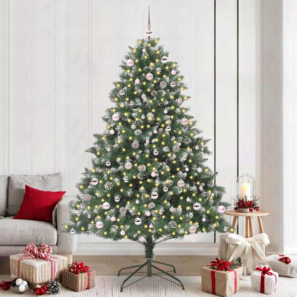 vidaXL &Aacute;rvore de Natal Artificial Verde 240 cm PVC, Pl&aacute;stico e A&ccedil;o