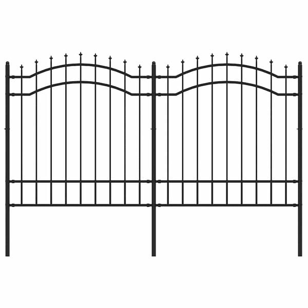 vidaXL Cerca de jardim Woerden com ponta em forma de lan&ccedil;a, preto, 240x125 cm, em a&ccedil;o.