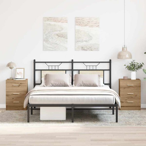 vidaXL Mesas de cabeceira 2pcs derivados de madeira carvalho artisiano