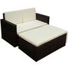 vidaXL 2 pcs conjunto lounge de jardim c/ almofadões vime PE castanho