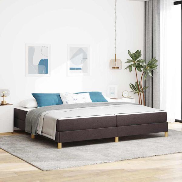 vidaXL Cama Box Marrom Escuro 200 x 200 cm tecido