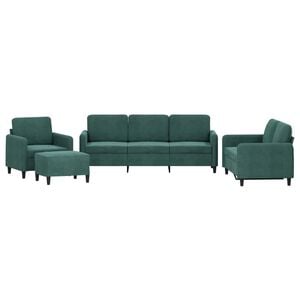 vidaXL 4 pcs conjunto de sof&aacute;s veludo verde-escuro