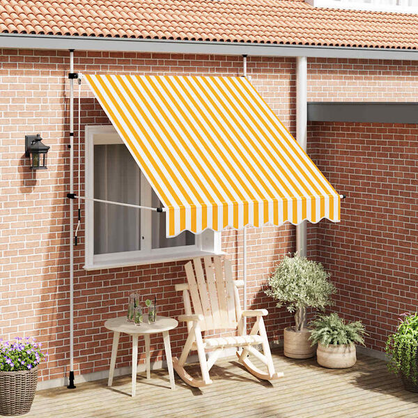 vidaXL Toldo retr&aacute;til manual 200 cm riscas laranjas e brancas