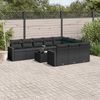 vidaXL 11 pcs conjunto sof&aacute;s de jardim c/ almofad&otilde;es vime PE preto