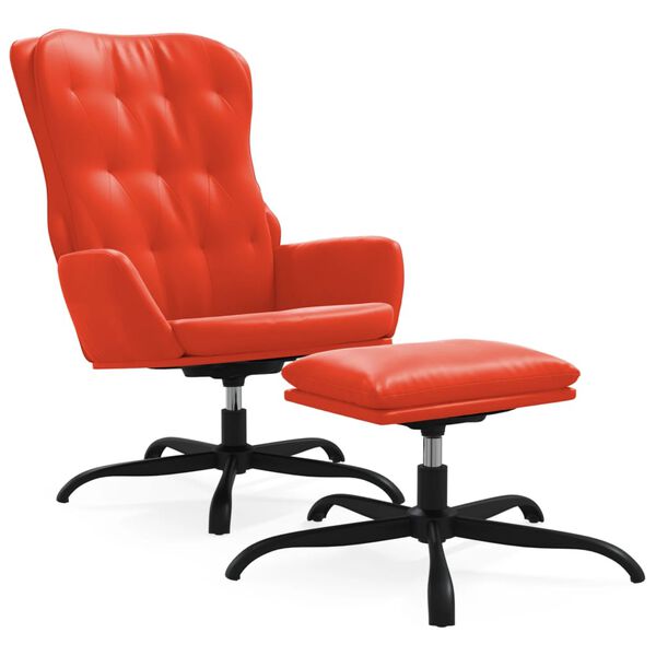 vidaXL Cadeira de descanso c/ apoio p&eacute;s couro artificial vermelho