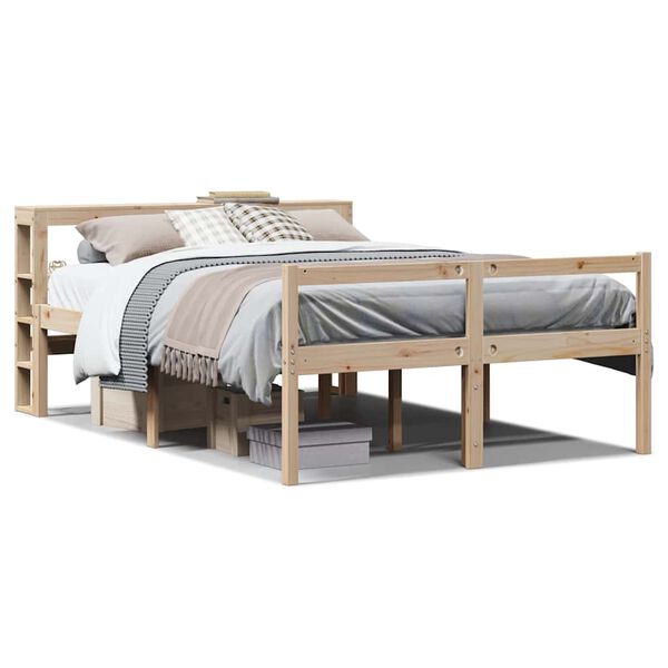 vidaXL Cama para idosos com cabeceira 160x200 cm pinho maci&ccedil;o