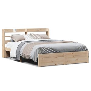 vidaXL Estrutura de cama com cabeceira 140x200 cm pinho maci&ccedil;o